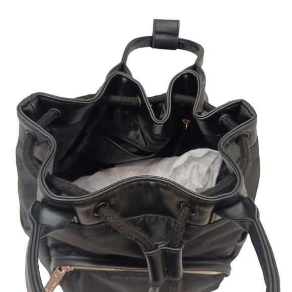 Yoga Tote Backpack VERSACE Parfum Gold LOGO BLACK Drawstring Bucket Zucca - Picture 6 of 16